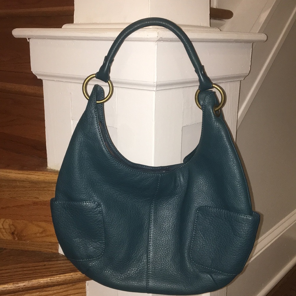 Leather turquoise purse